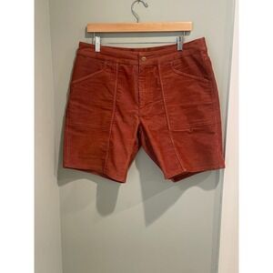 TOAD&CO Mens Orange Corduroy Shorts Size 33 Organic‎ Cotton Blend Elastic Waist